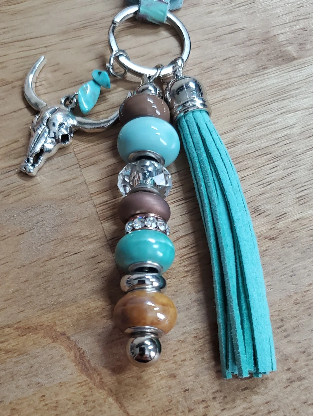 Green Tassel Beaded Keychain